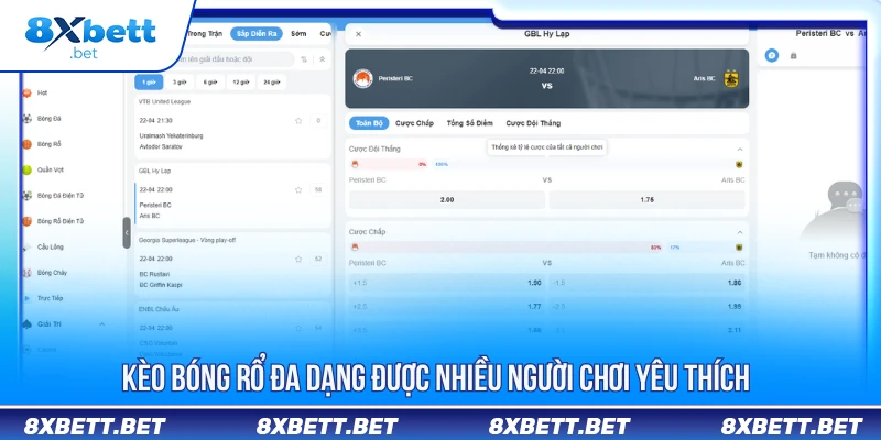 THỂ THAO 8XBET 2 Kèo bóng rổ đa dạng được nhiều người chơi yêu thích